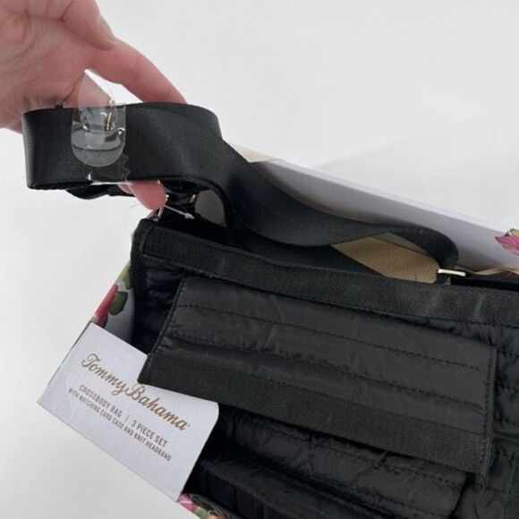 NWT Tommy Bahama Mini-Mighty Quilted Nylon Crossbody Card Wallet & knit headband - Picture 6 of 11